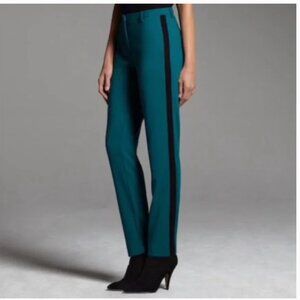 Narciso Rodriguez DesigNation  Crepe Tuxedo Pants Peacock Blue Black Stripe